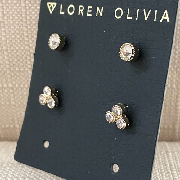 Loren & Olivia Women Earrings Gold Tone Stud Ear Jewelry set of 2 earrings New - Picture 8 of 8